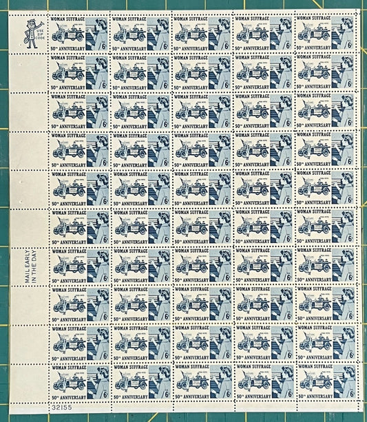 US 1406 Mint Sheet (MNH) Women Suffrage 50th Anniversary 6-Cent 1968 ZAYIX