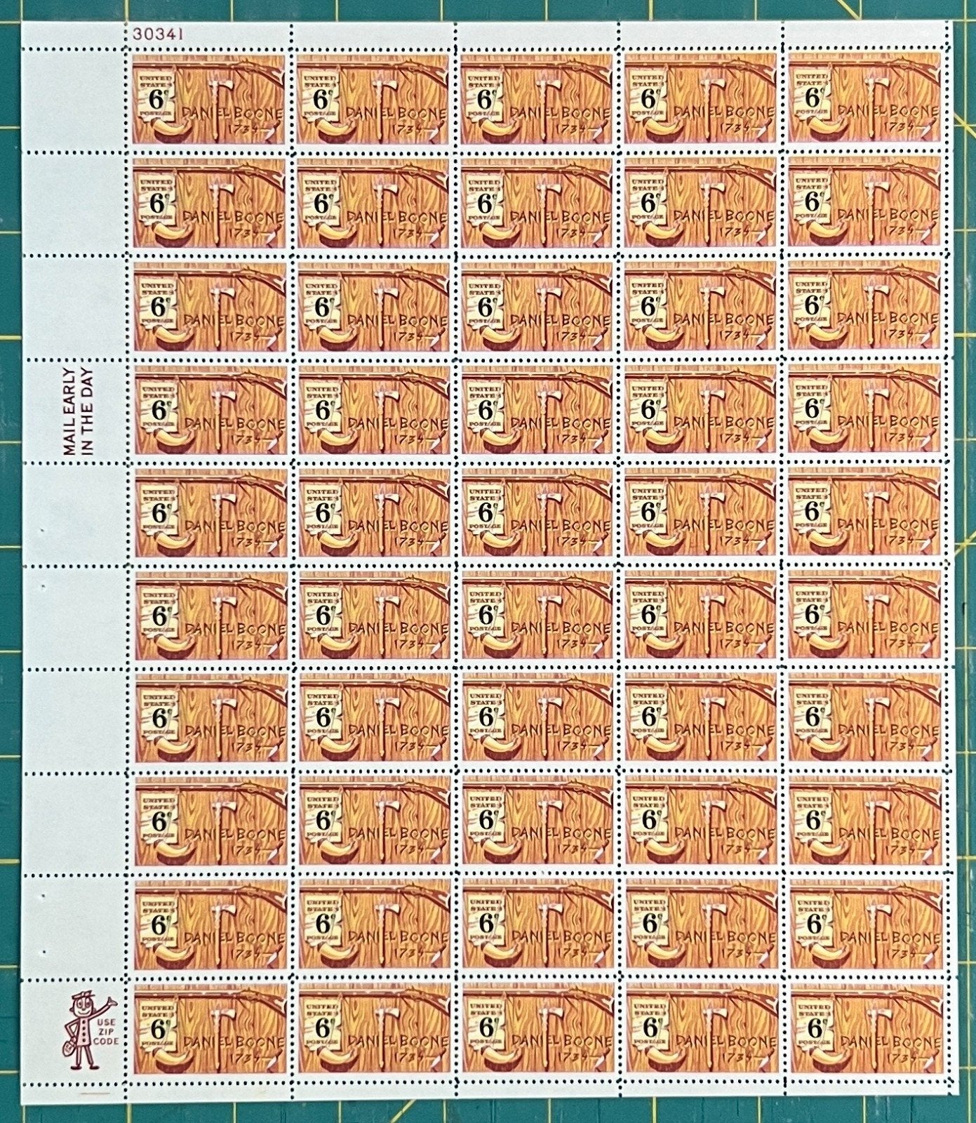 US 1357 Mint Sheet (MNH) Folklore Daniel Boone 6-Cent 1968 ZAYIX