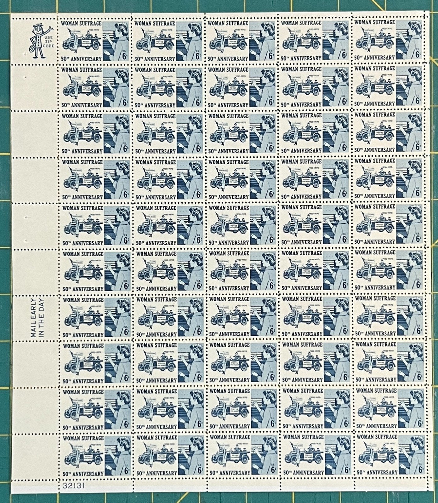 US 1406 Mint Sheet (MNH) Women Suffrage 50th Anniversary 6-Cent 1968 ZAYIX