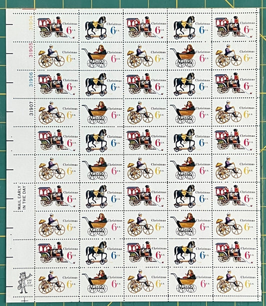 US 1415-1418 Mint Sheet (MNH) Christmas Toys Block-4 (PB8) 6-Cent 1970 ZAYIX