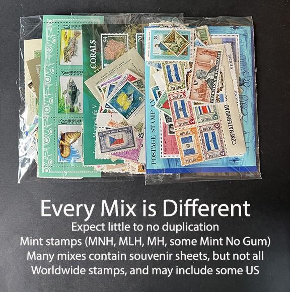 Mint Worldwide Stamp Mixture Unchecked Off Paper Lot Kiloware 1 oz/28g ZAYIX
