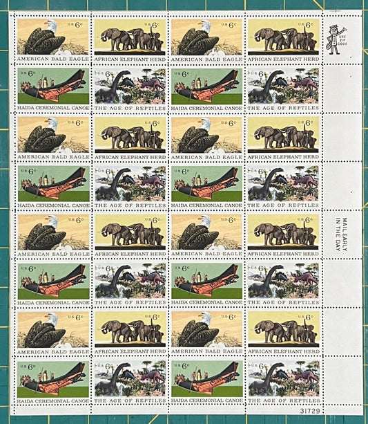 US 1387-1390 Mint Sheet (MNH) Natural History Block of 4, 6-Cent 1970 ZAYIX