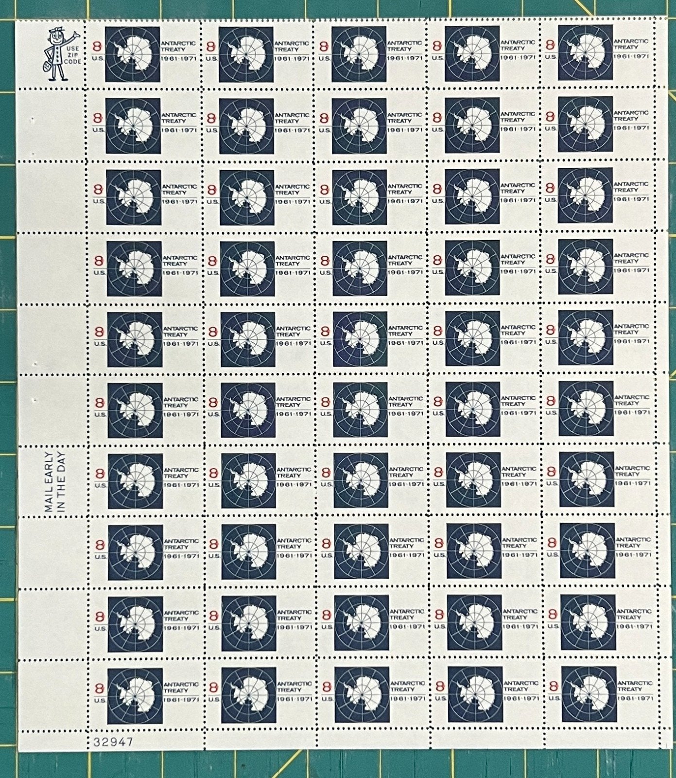 US 1431 Mint Sheet (MNH) Antarctic Treaty 10th Anniversary 8-Cent 1971 ZAYIX