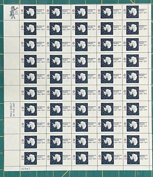 US 1431 Mint Sheet (MNH) Antarctic Treaty 10th Anniversary 8-Cent 1971 ZAYIX