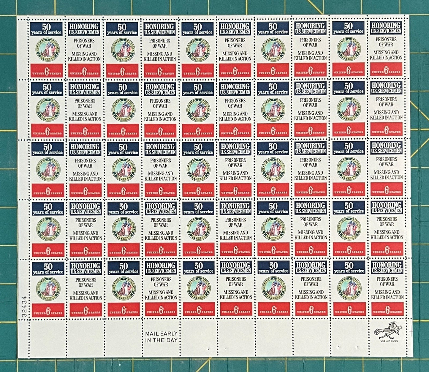 US 1421-1422 Mint Sheet (MNH) Disabled American Veterans 6-Cent 1970 ZAYIX