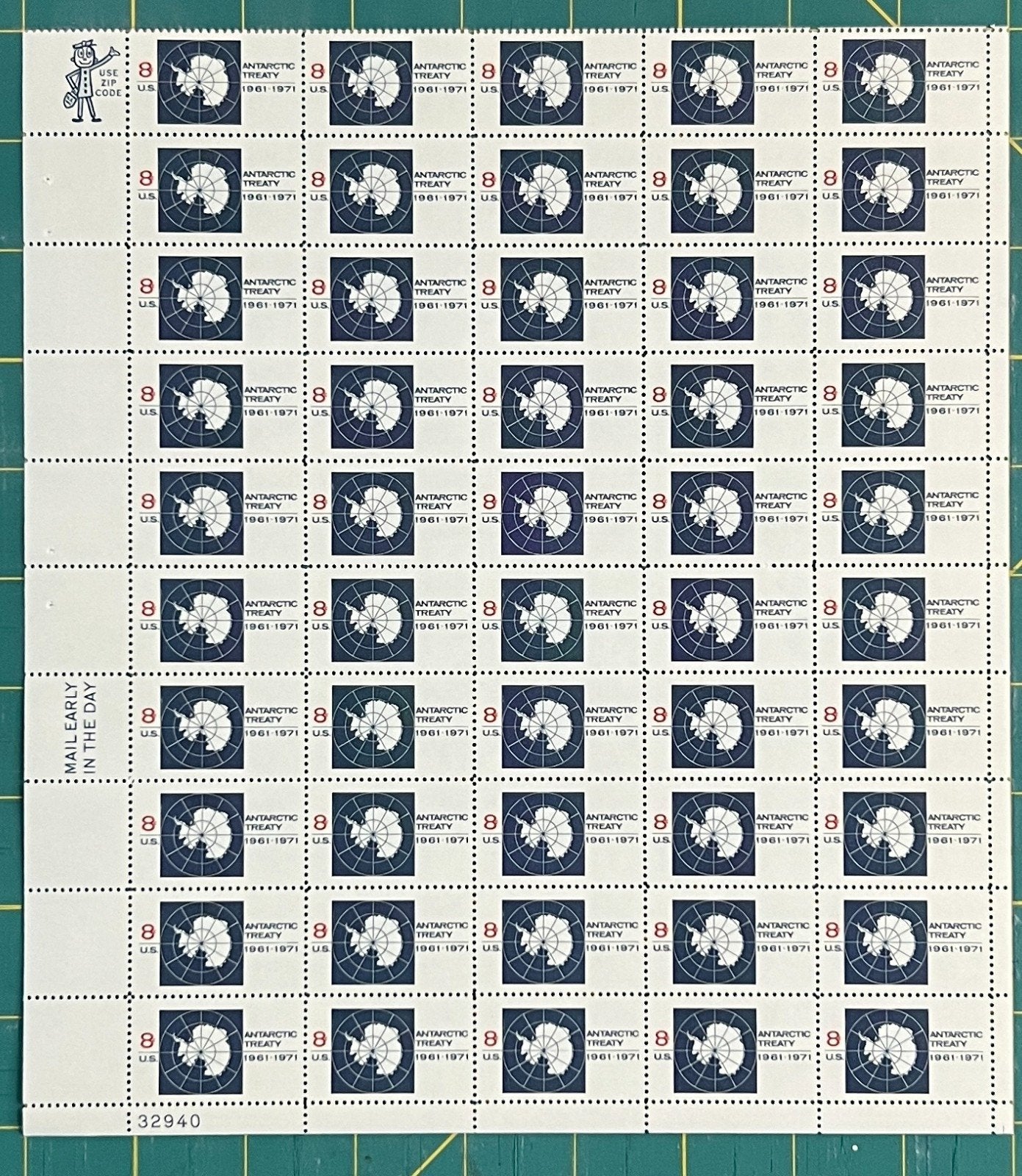 US 1431 Mint Sheet (MNH) Antarctic Treaty 10th Anniversary 8-Cent 1971 ZAYIX