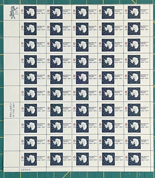 US 1431 Mint Sheet (MNH) Antarctic Treaty 10th Anniversary 8-Cent 1971 ZAYIX