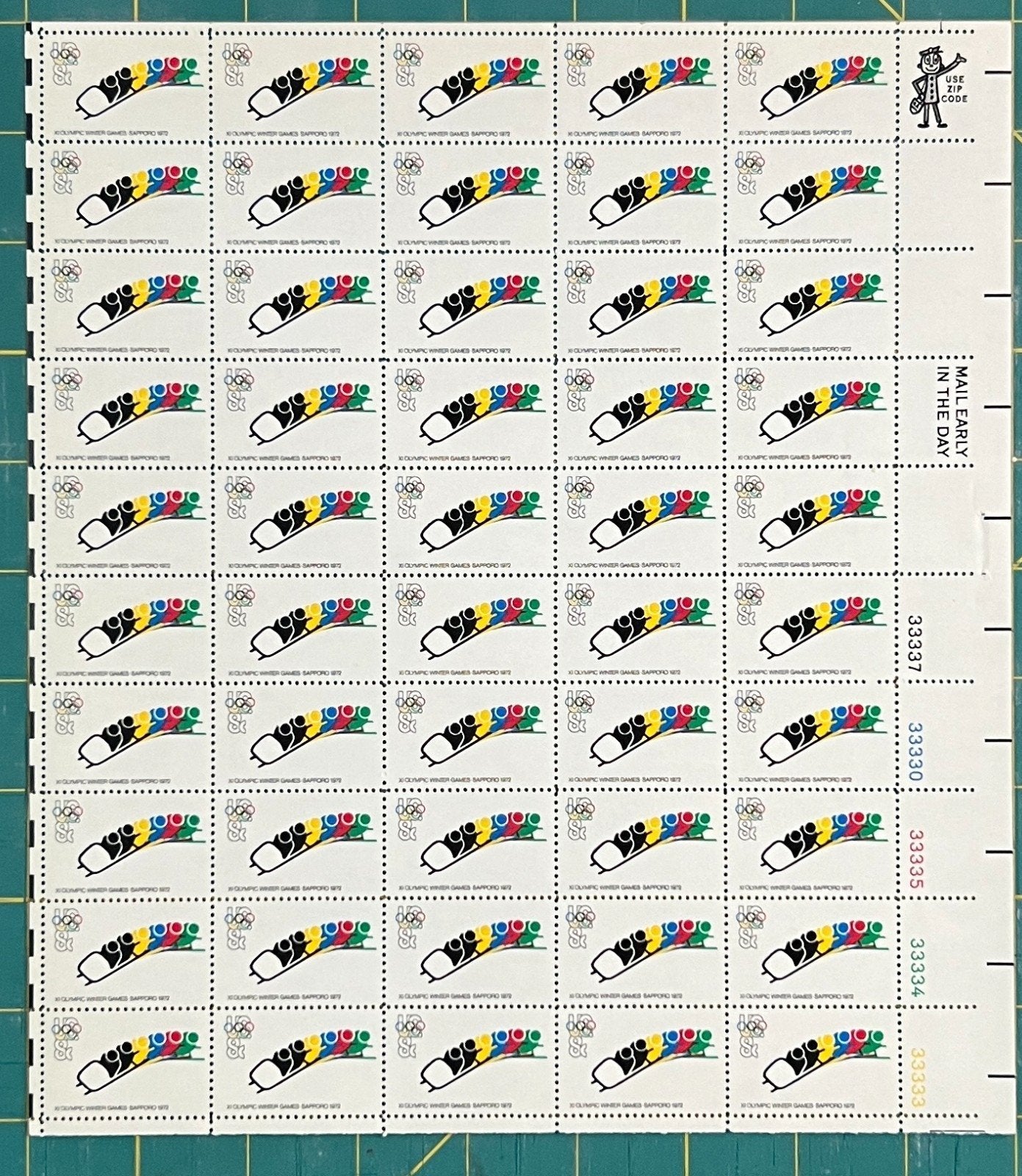 US 1461 Mint Sheet (MNH) Olympics Bobsled (PB10) 8-Cent 1972 ZAYIX
