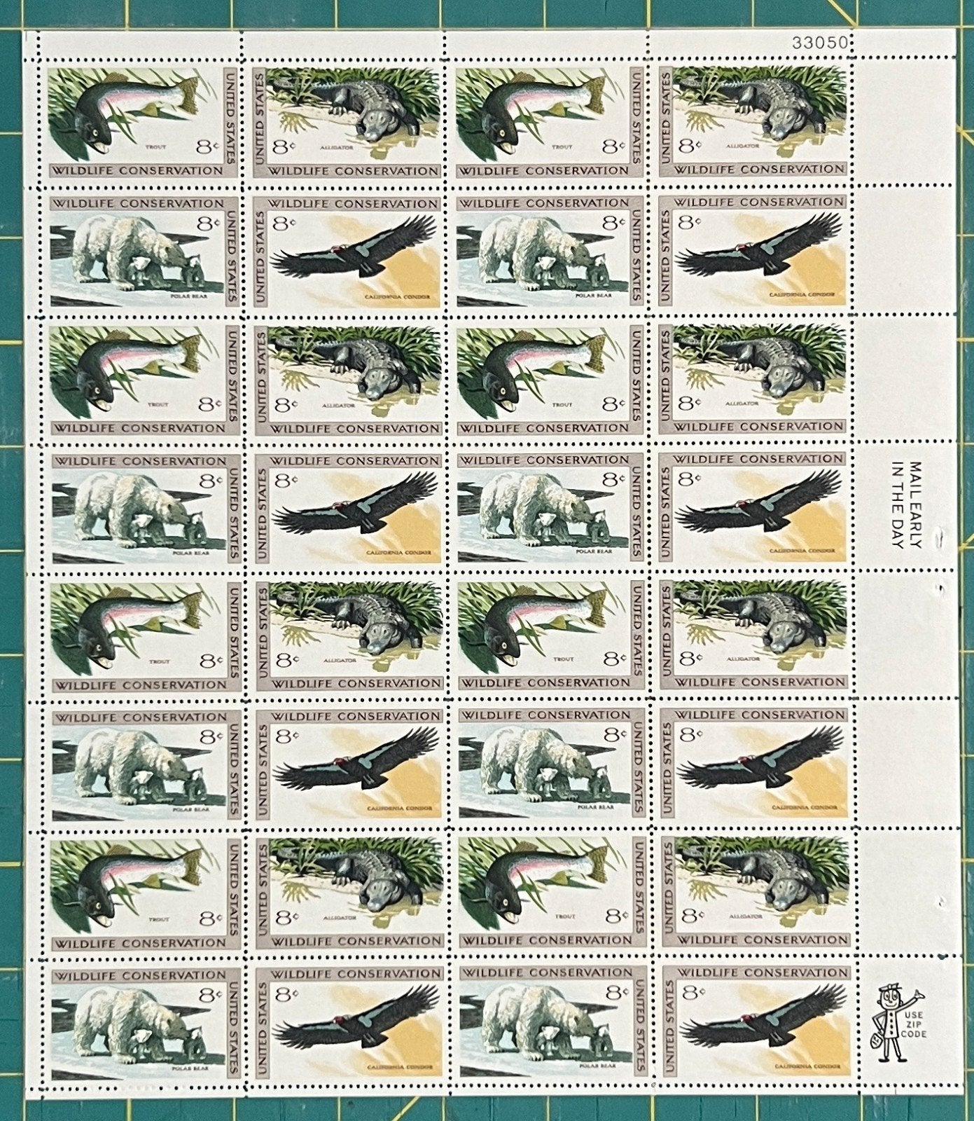 US 1427-1430 Mint Sheet (MNH) Wildlife Conservation Block-4, 8-Cent 1971 ZAYIX