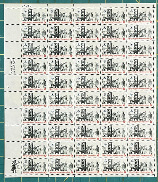 US 1476 Mint Sheet (MNH) Printers and Patriots 8-Cent 1973 ZAYIX