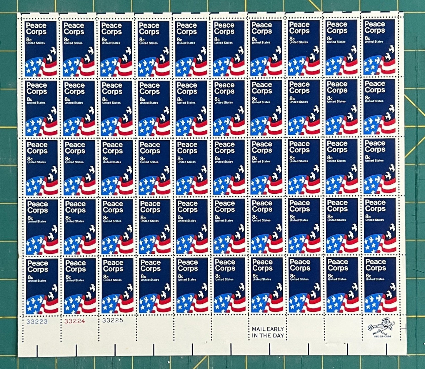 US 1447 Mint Sheet (MNH) Peace Corps Poster (PB6) 8-Cent 1972 ZAYIX