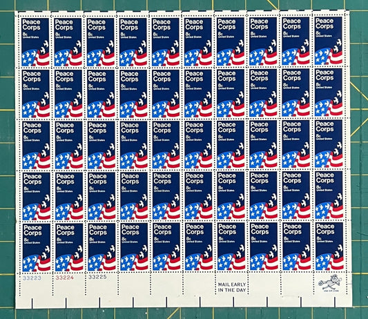 US 1447 Mint Sheet (MNH) Peace Corps Poster (PB6) 8-Cent 1972 ZAYIX