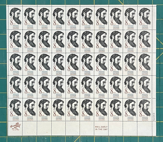 US 1446 Mint Sheet (MNH) Sidney Lanier Poet 8-Cent 1972 ZAYIX