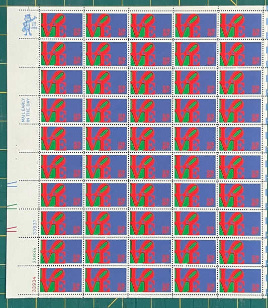 US 1475 Mint Sheet (MNH) Love (PB6) 8-Cent 1973 ZAYIX