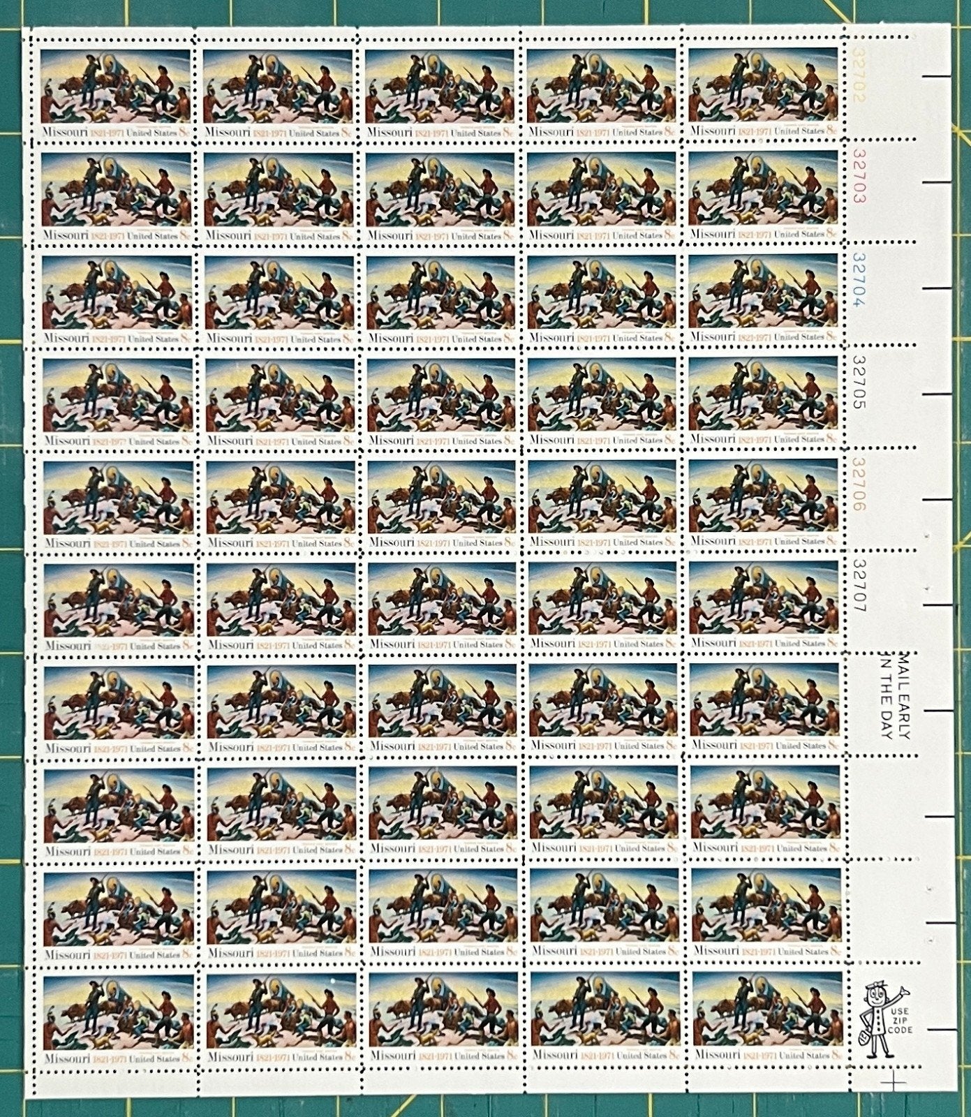 US 1426 Mint Sheet (MNH) Missouri Statehood (PB12) 8-Cent 1971 ZAYIX