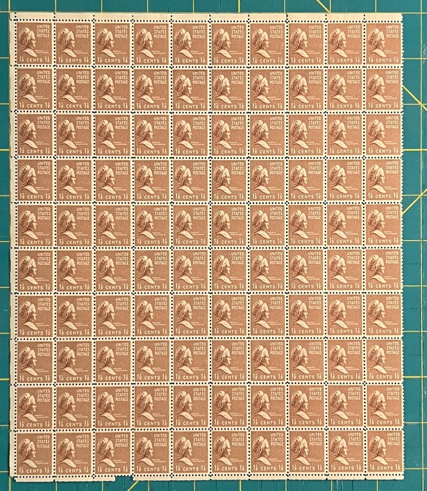 US 805 Mint Sheet (MNH) Martha Washington 1.5-Cent 1938 ZAYIX