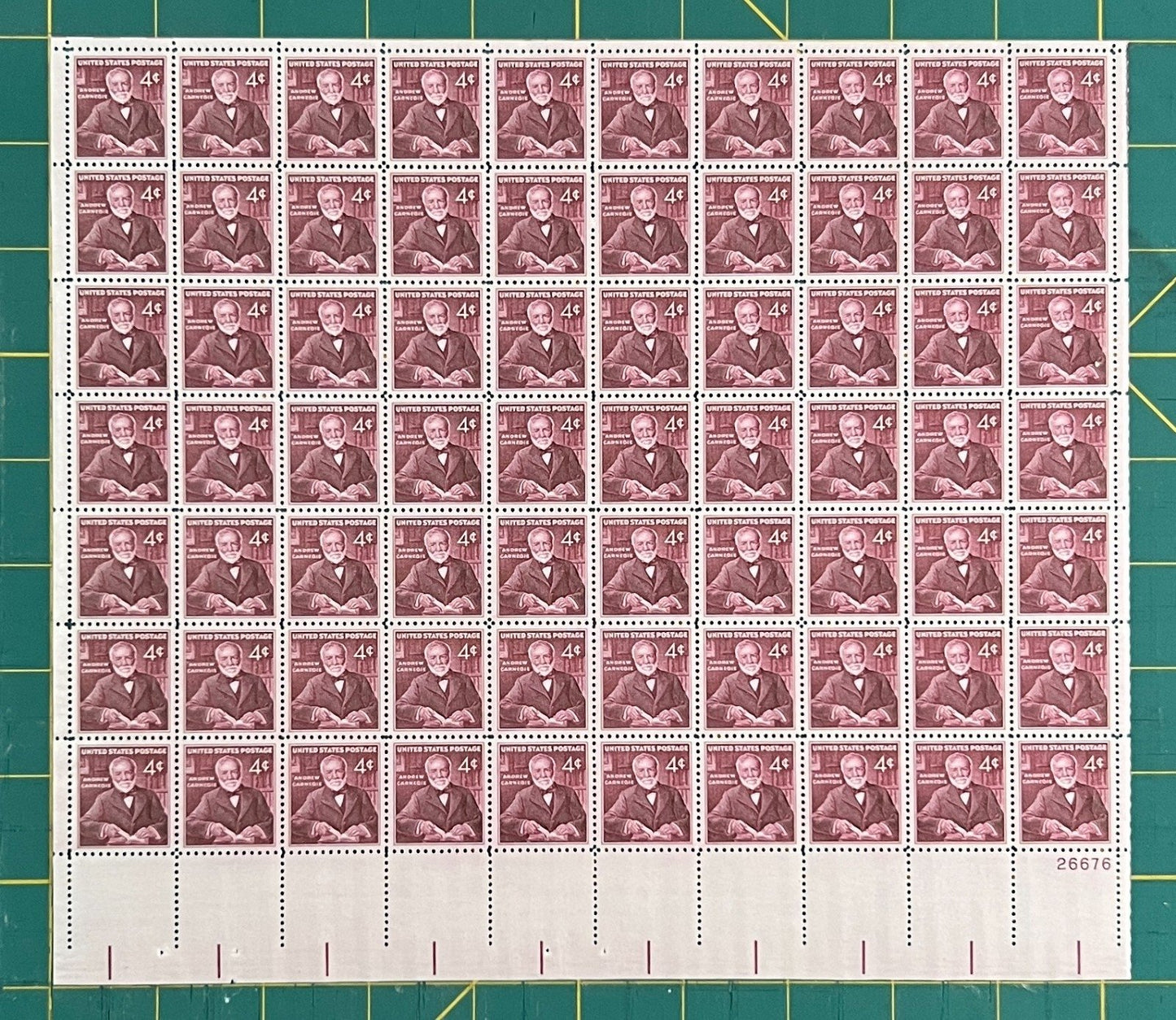 US 1960 4¢ Andrew Carnegie Mint Sheet MNH (Scott 1171) – ZAYIX