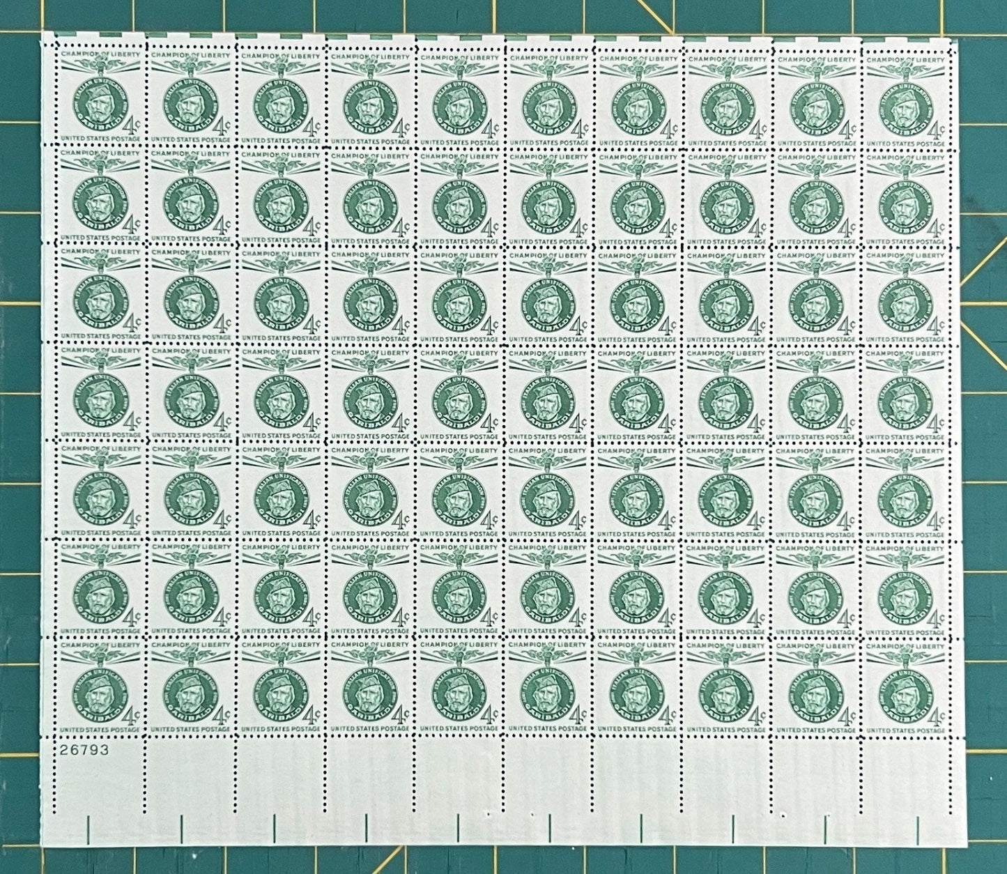 US 1960 4¢ Giuseppe Garibaldi Mint Sheet MNH (Scott 1168) – ZAYIX