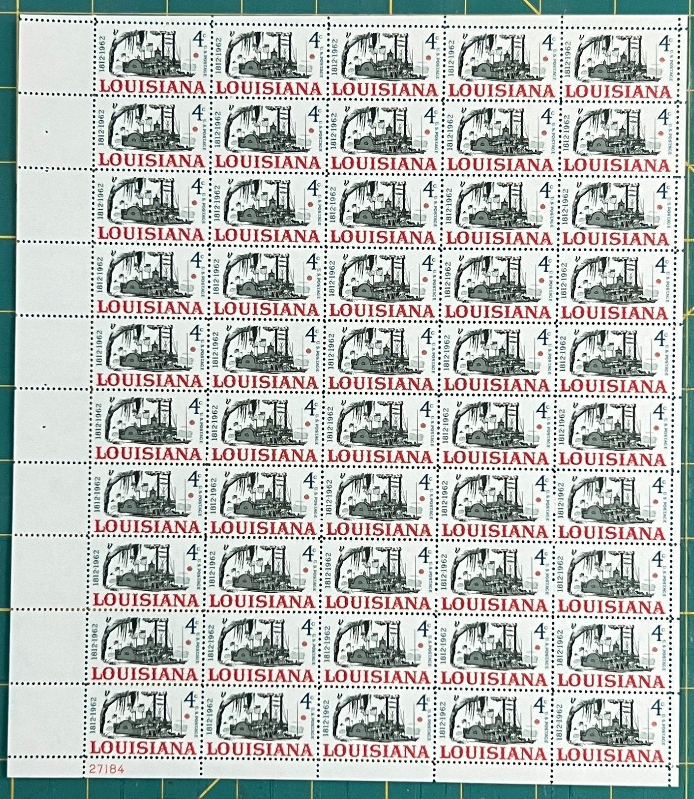 US 1962 4¢ Louisiana Statehood Mint Sheet MNH (Scott 1197) – ZAYIX