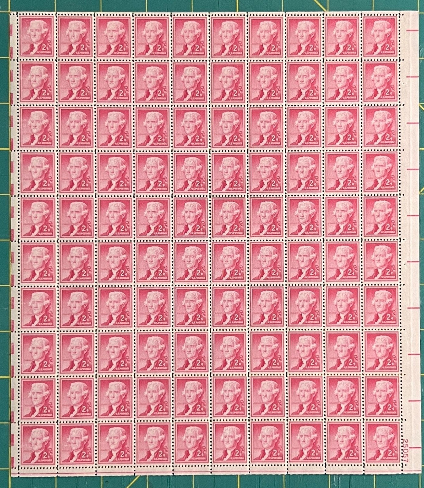 US 1954 2¢ Thomas Jefferson Liberty Series Mint Sheet MNH (Scott 1033) – ZAYIX