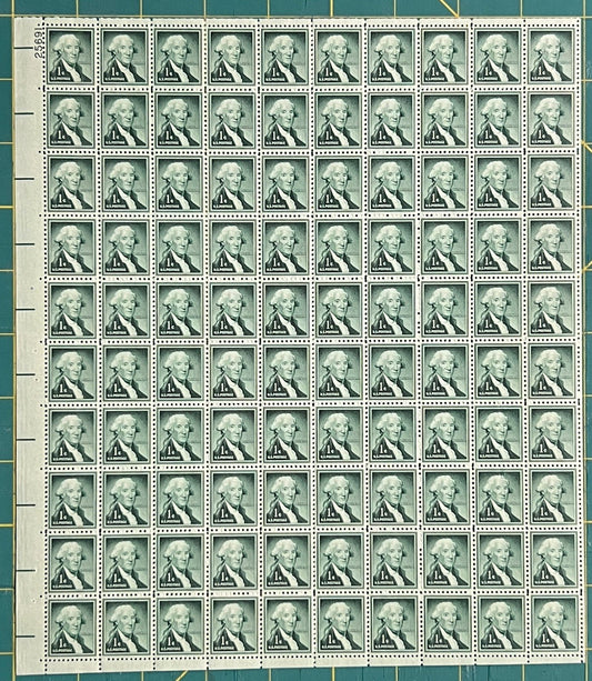 US 1954 1¢ George Washington Liberty Series Mint Sheet MNH (Scott 1031) – ZAYIX