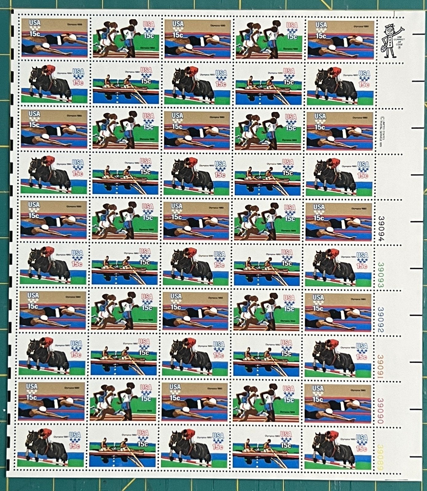 US 1979 15¢ Moscow Olympics Mint Sheet MNH (Scott 1791–1794, PB12) – ZAYIX
