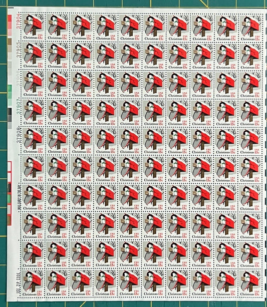 US 1977 13¢ Christmas Rural Mailbox Mint Sheet MNH (Scott 1730, PB10) – ZAYIX