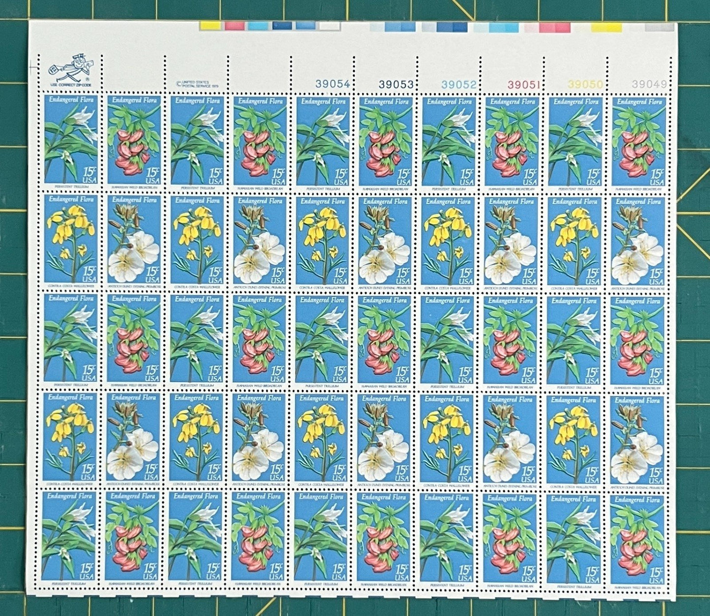 US 1979 15¢ Endangered Flowers Mint Sheet MNH (Scott 1783–1786, PB12) – ZAYIX