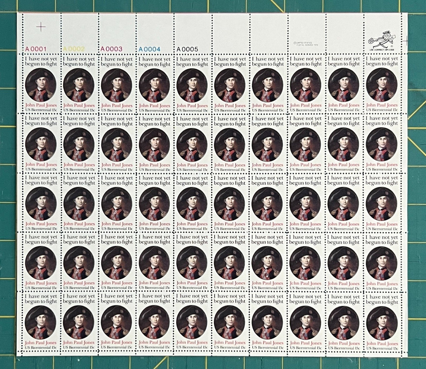 US 1979 15¢ John Paul Jones Mint Sheet MNH (Scott 1789) – ZAYIX