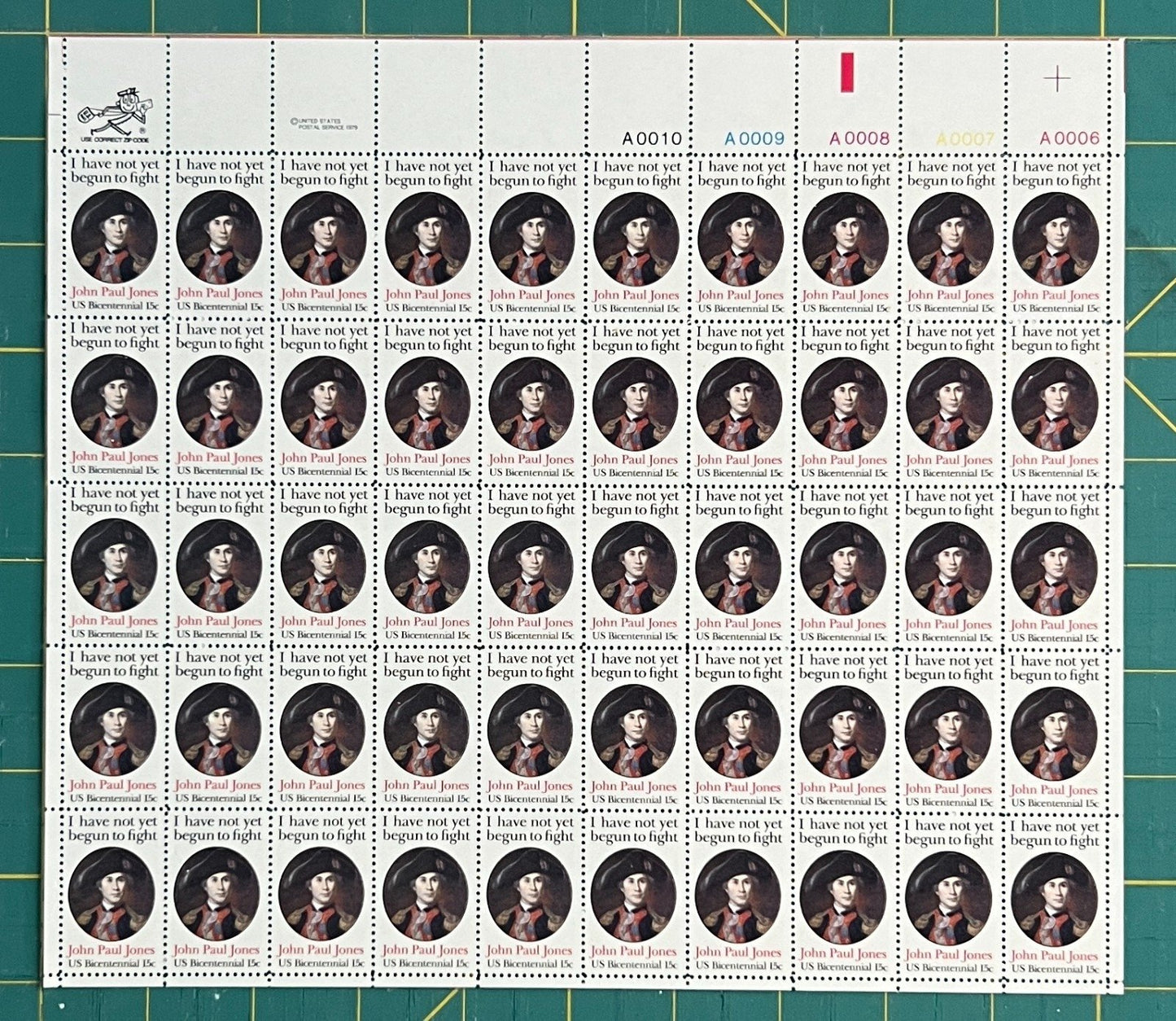 US 1979 15¢ John Paul Jones Mint Sheet MNH (Scott 1789) – ZAYIX