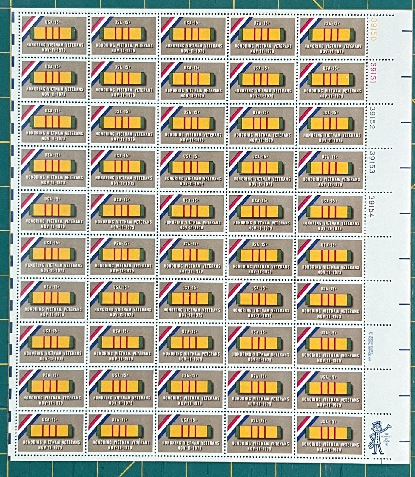 US 1979 15¢ Vietnam Veterans Mint Sheet MNH (Scott 1802, PB10) – ZAYIX