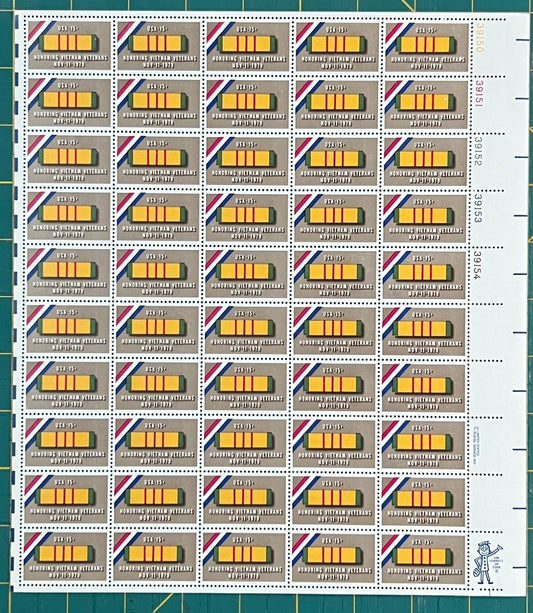 US 1979 15¢ Vietnam Veterans Mint Sheet MNH (Scott 1802, PB10) – ZAYIX