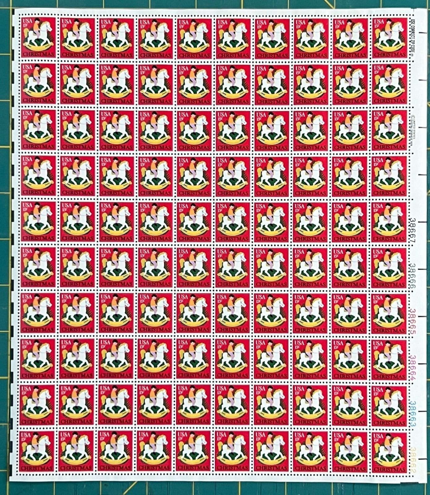 US 1979 15¢ Christmas Hobbyhorse Mint Sheet MNH (Scott 1769, PB12) – ZAYIX