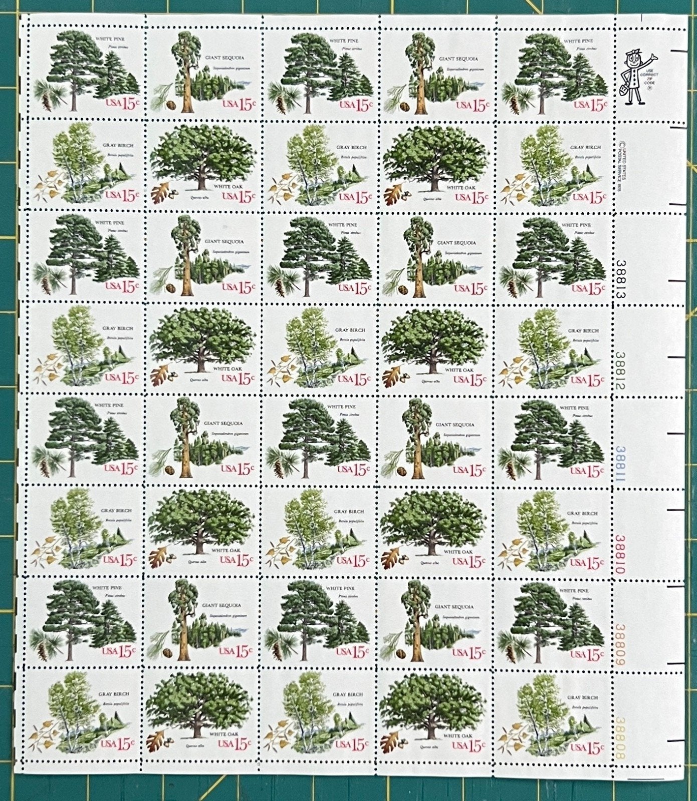 US 1978 15¢ American Trees Mint Sheet MNH (Scott 1764–1767, PB12) – ZAYIX