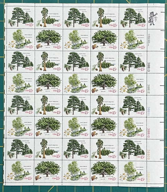 US 1978 15¢ American Trees Mint Sheet MNH (Scott 1764–1767, PB12) – ZAYIX
