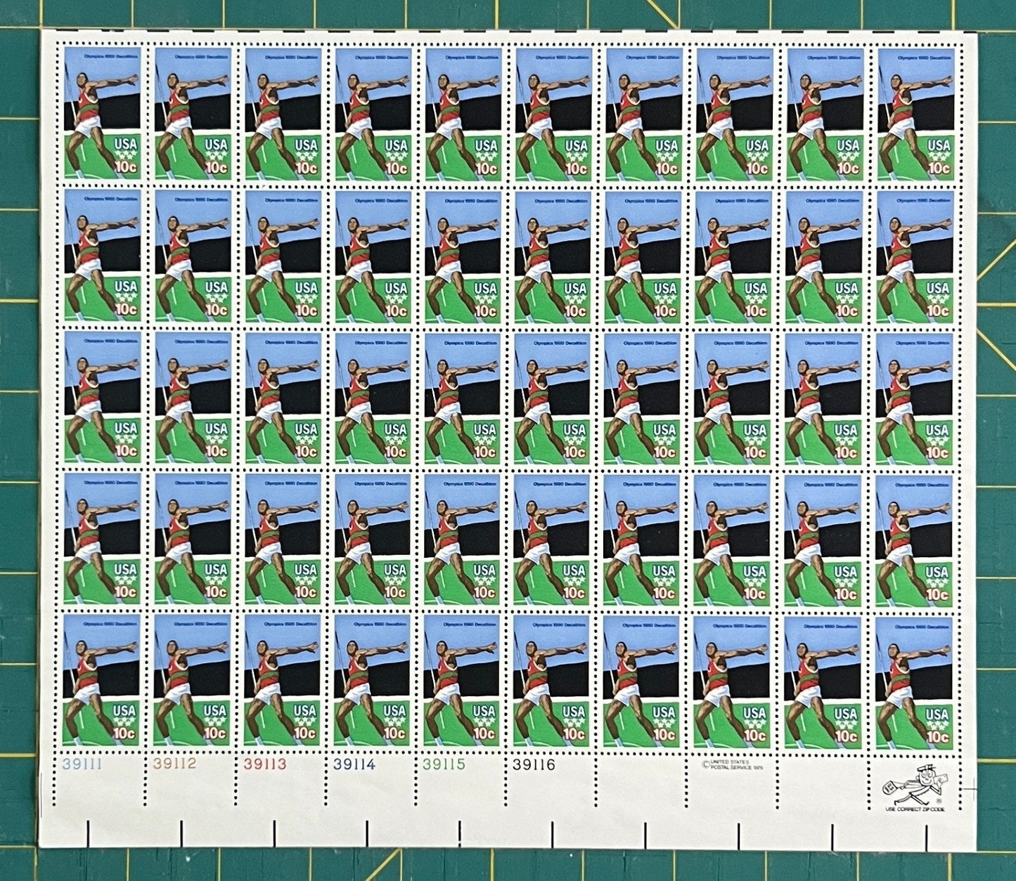 US 1979 10-Cent Summer Olympics Moscow (PB12) Mint Sheet MNH (Scott 1790) ZAYIX