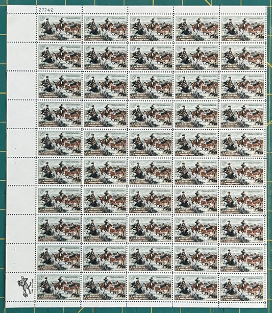 US 1964 5-Cent Charles M Russell Painting Mint Sheet MNH (Scott 1243) ZAYIX