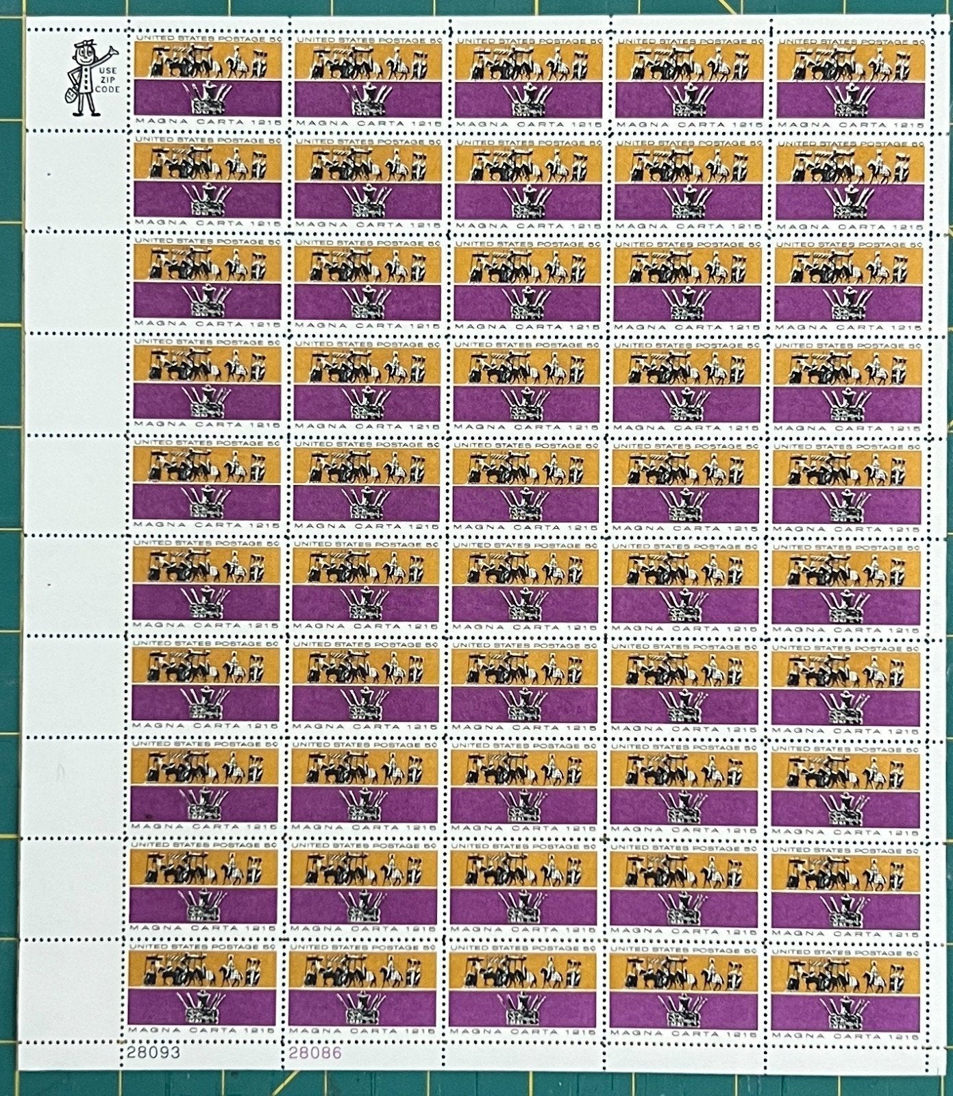 US 1965 5-Cent Magna Carta 750th Anniversary Mint Sheet MNH (Scott 1265) ZAYIX