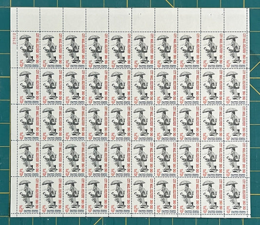 US 1963 5-Cent City Mail Delivery Centennial Mint Sheet MNH (Scott 1238) ZAYIX