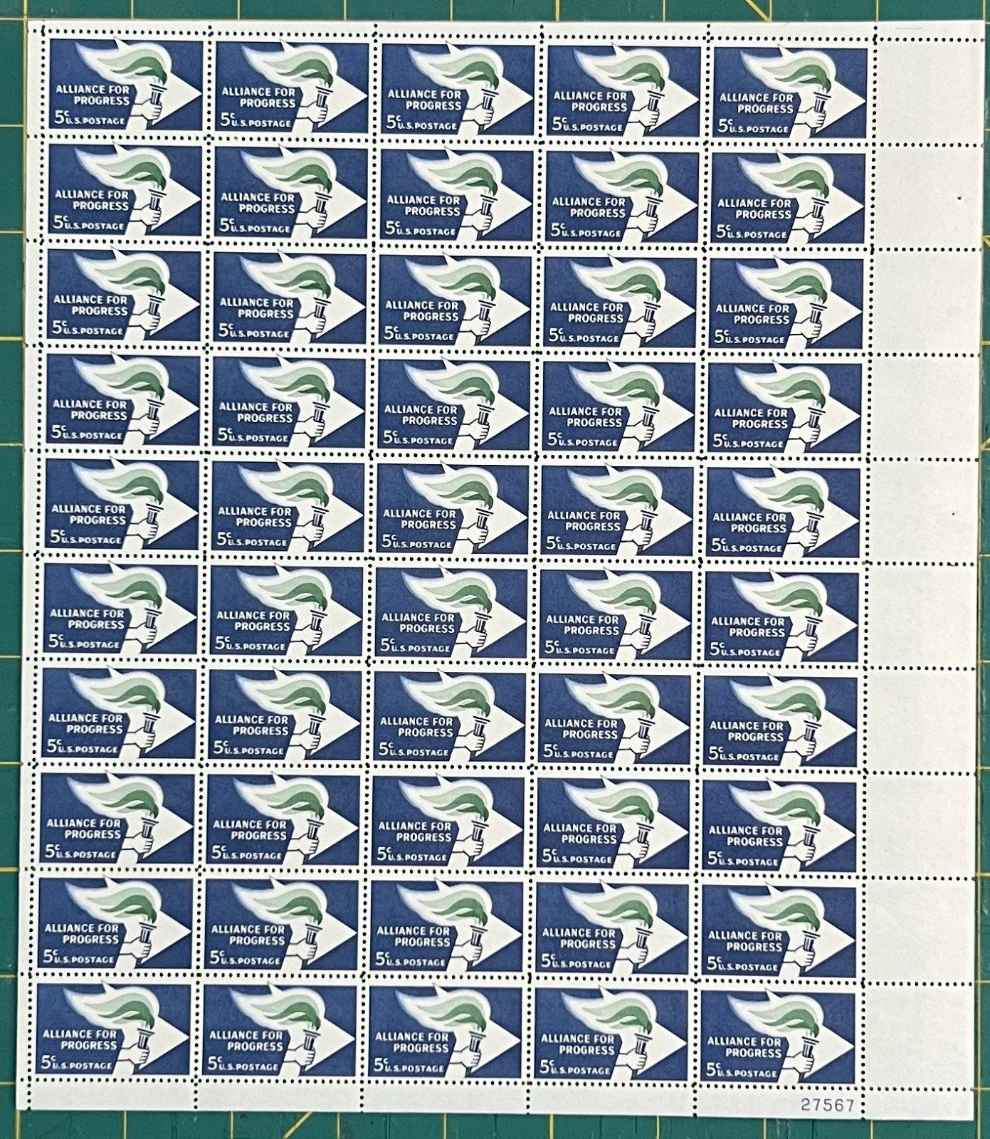 US 1963 5-Cent Alliance for Progress Emblem Mint Sheet MNH (Scott 1234) ZAYIX