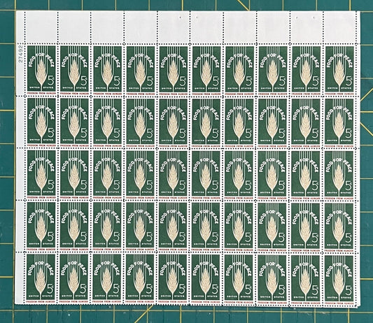 US 1963 5-Cent Food for Peace Mint Sheet MNH (Scott 1231) ZAYIX