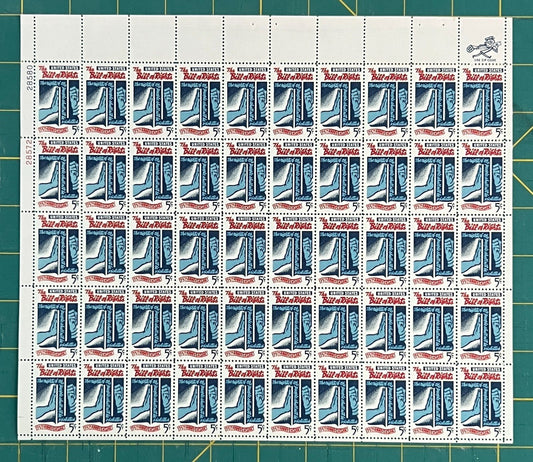 US 1966 5c Bill of Rights 175th Anniversary Mint Sheet MNH (Scott 1312) ZAYIX