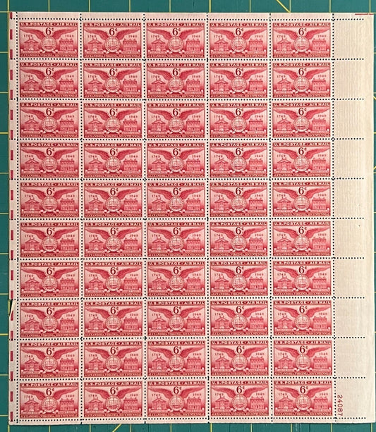 US 1949 6-Cent Alexandria VA Bicentennial Mint Sheet MNH (Scott C40) ZAYIX