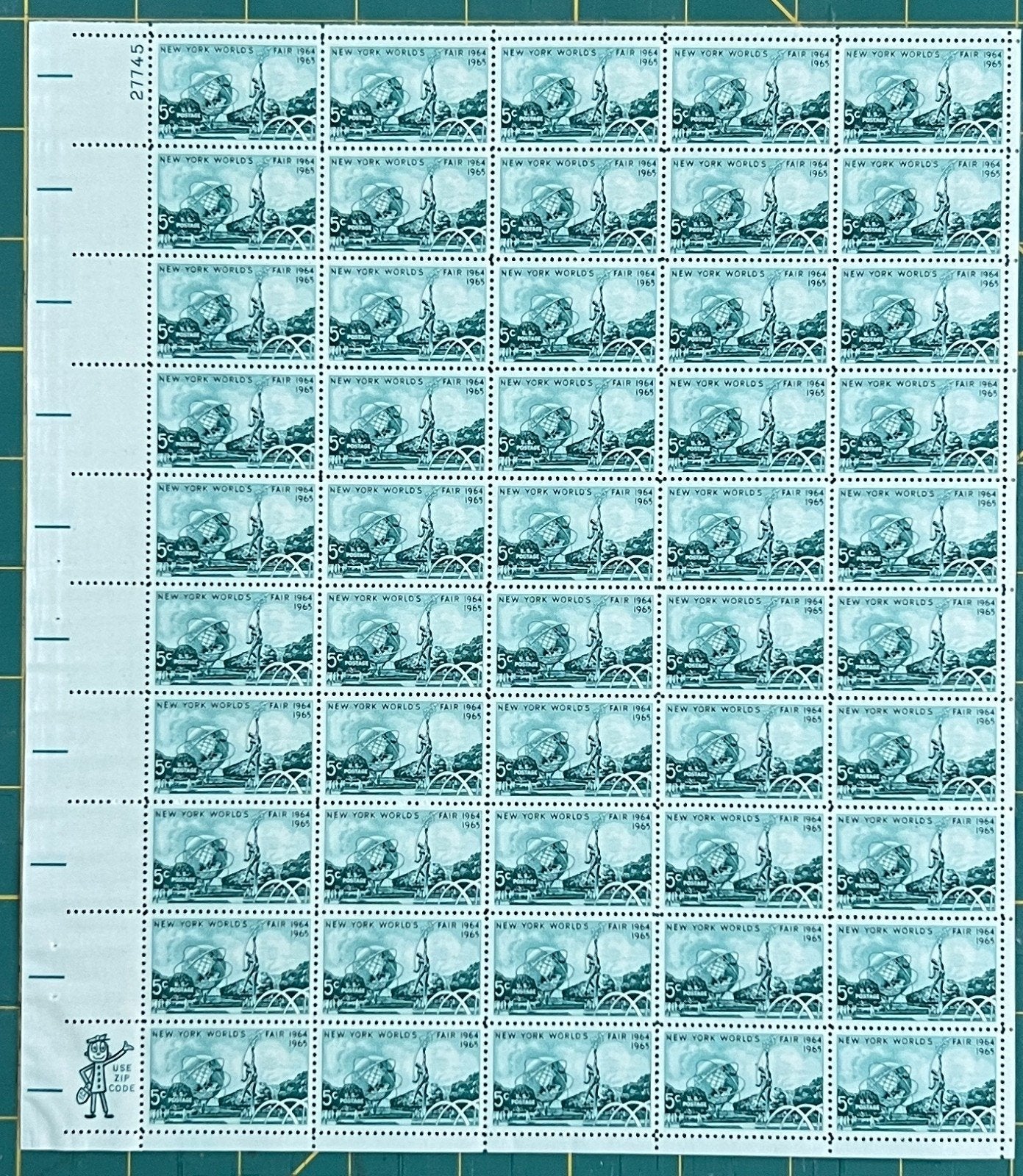 US 1964 5-Cent New York World's Fair 1964-65 Mint Sheet MNH (Scott 1244) ZAYIX