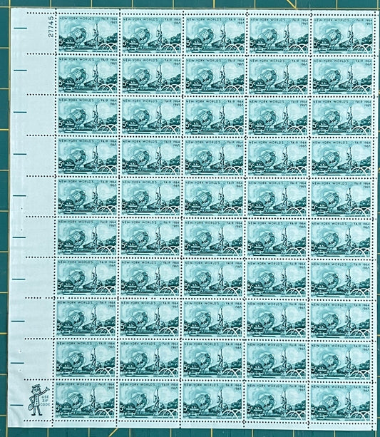 US 1964 5-Cent New York World's Fair 1964-65 Mint Sheet MNH (Scott 1244) ZAYIX
