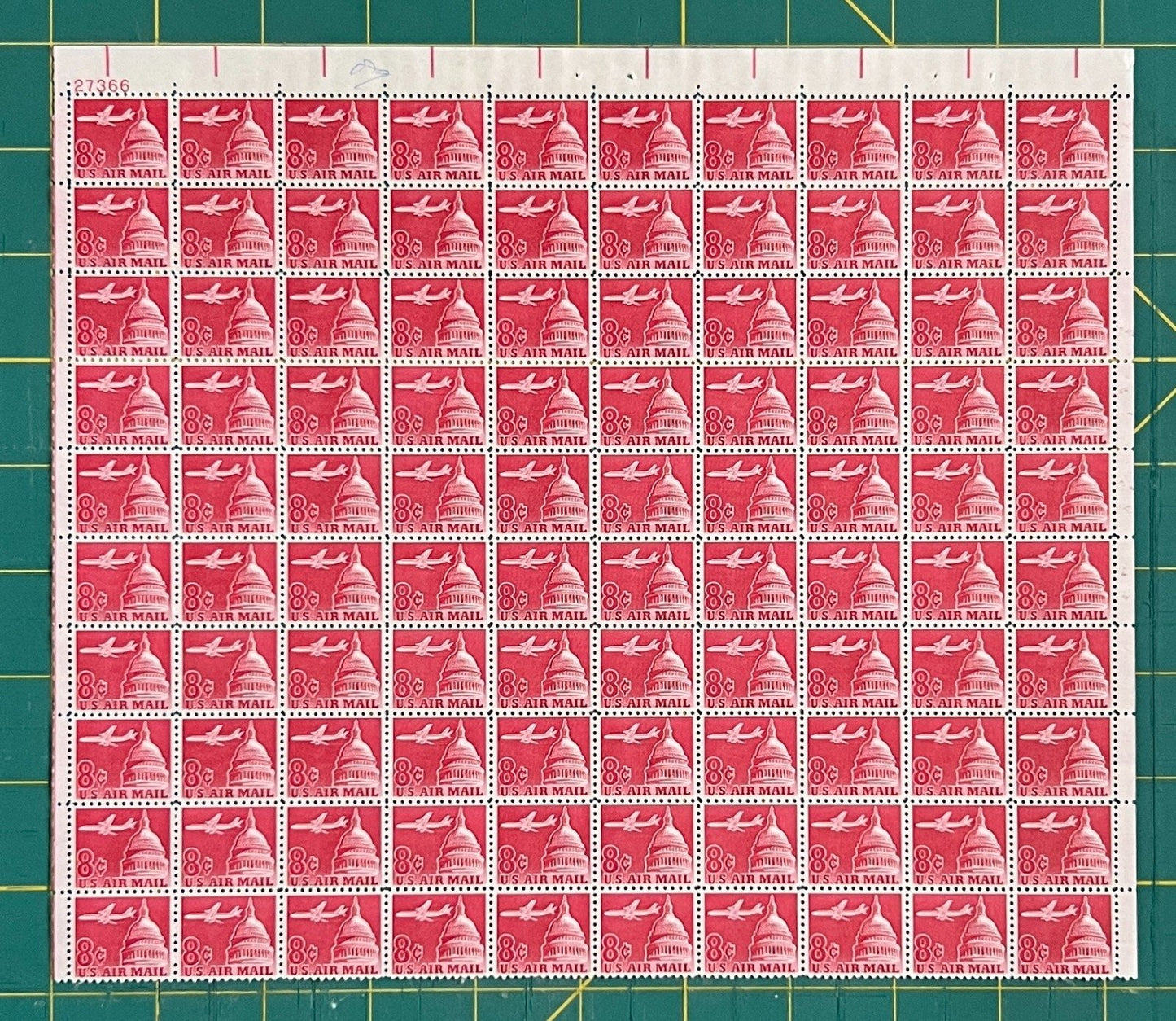 US 1962 8¢ Jet over Capitol Airmail Mint Sheet MNH (Scott C64) ZAYIX