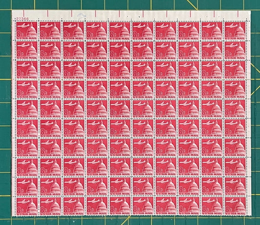 US 1962 8¢ Jet over Capitol Airmail Mint Sheet MNH (Scott C64) ZAYIX
