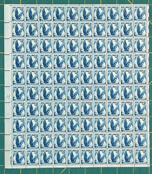 US 1954 4¢ Eagle in Flight Blue Mint Sheet MNH (Scott C48) ZAYIX