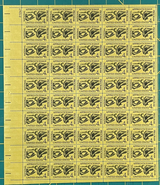 US 1962 4¢ Apprenticeship Act 25th Anniversary Mint Sheet MNH (Scott 1201) ZAYIX