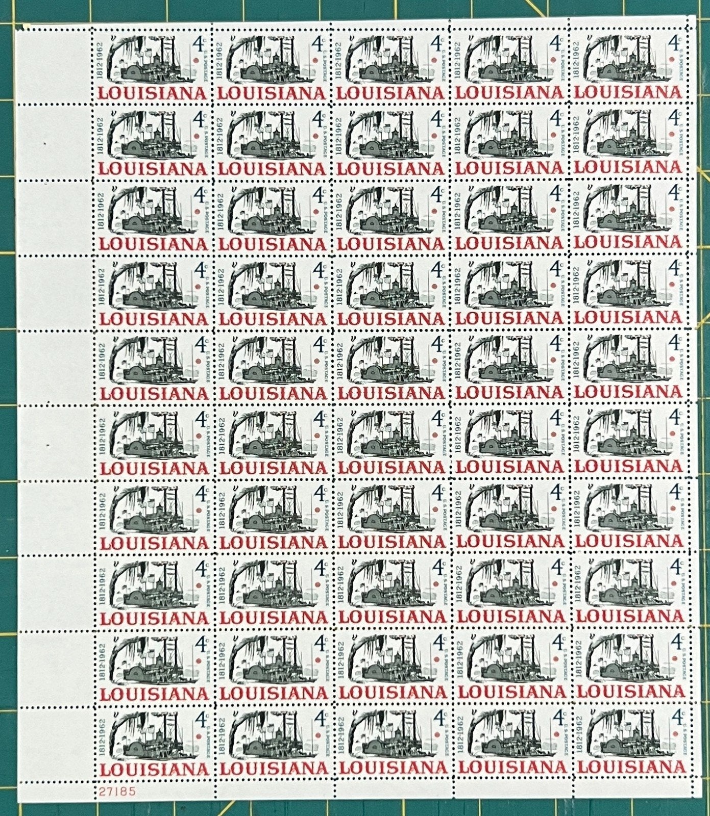 US 1962 4¢ Louisiana Statehood 150th Mint Sheet MNH (Scott 1197) ZAYIX